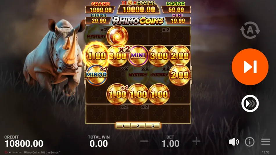 Collect coin gathering bonus coin values during the Coin Bonus Game