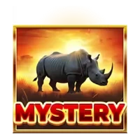 Mystery Rhino symbol with savanna silhouette